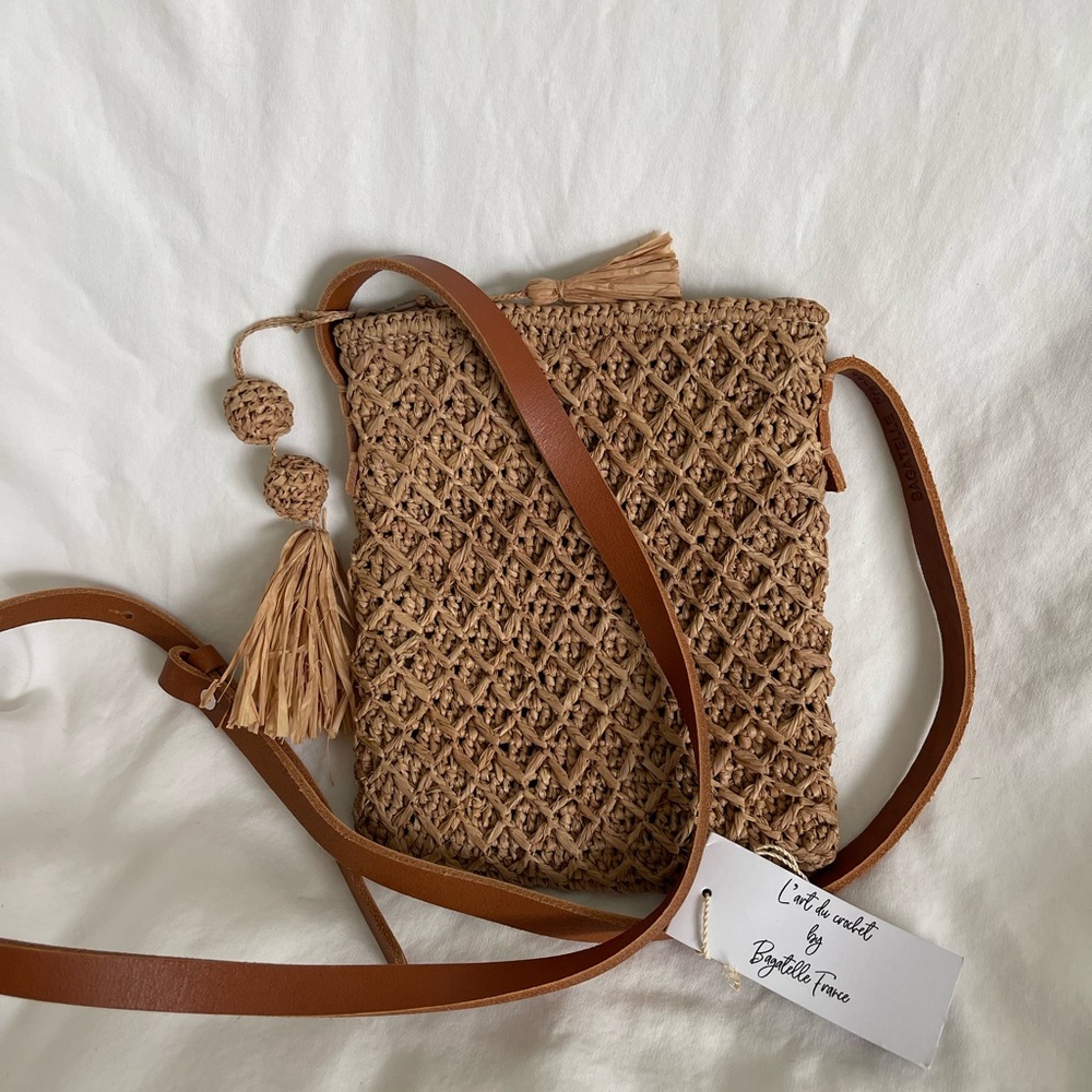 Brigitte Tan Woven Crossbody Bag